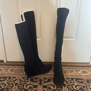Women’s Nine West size 12 black suede wedge over the knee boots tall boots